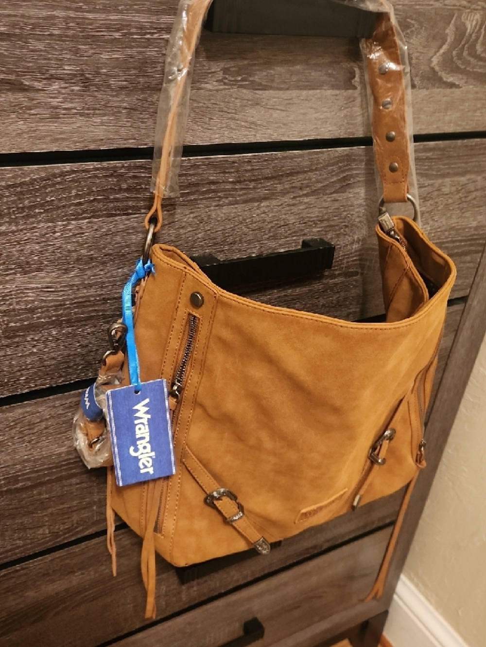 Wrangler Mustard Suede Shoulder Hobo Bag - Picture 2 of 4